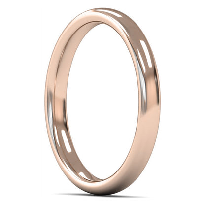18ct Rose Fairtrade Gold 2.5mm Medium Weight Slight Court Wedding Ring