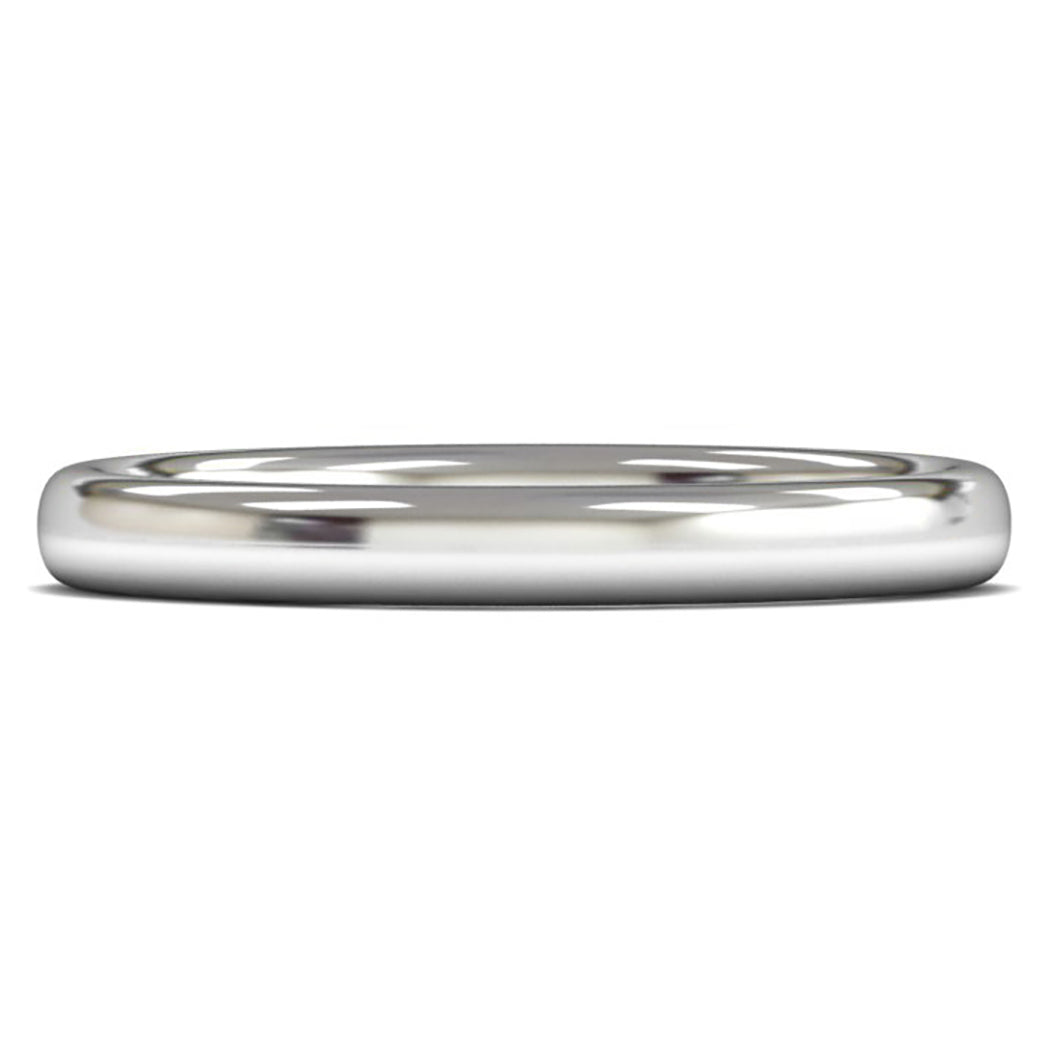 18ct White Gold 2.5mm Medium Weight Slight Court Wedding Ring