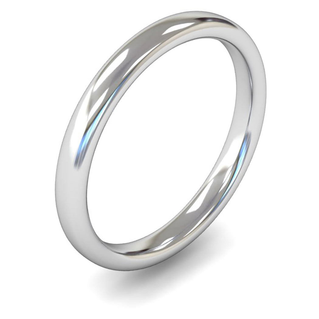 18ct White Gold 2.5mm Medium Weight Slight Court Wedding Ring