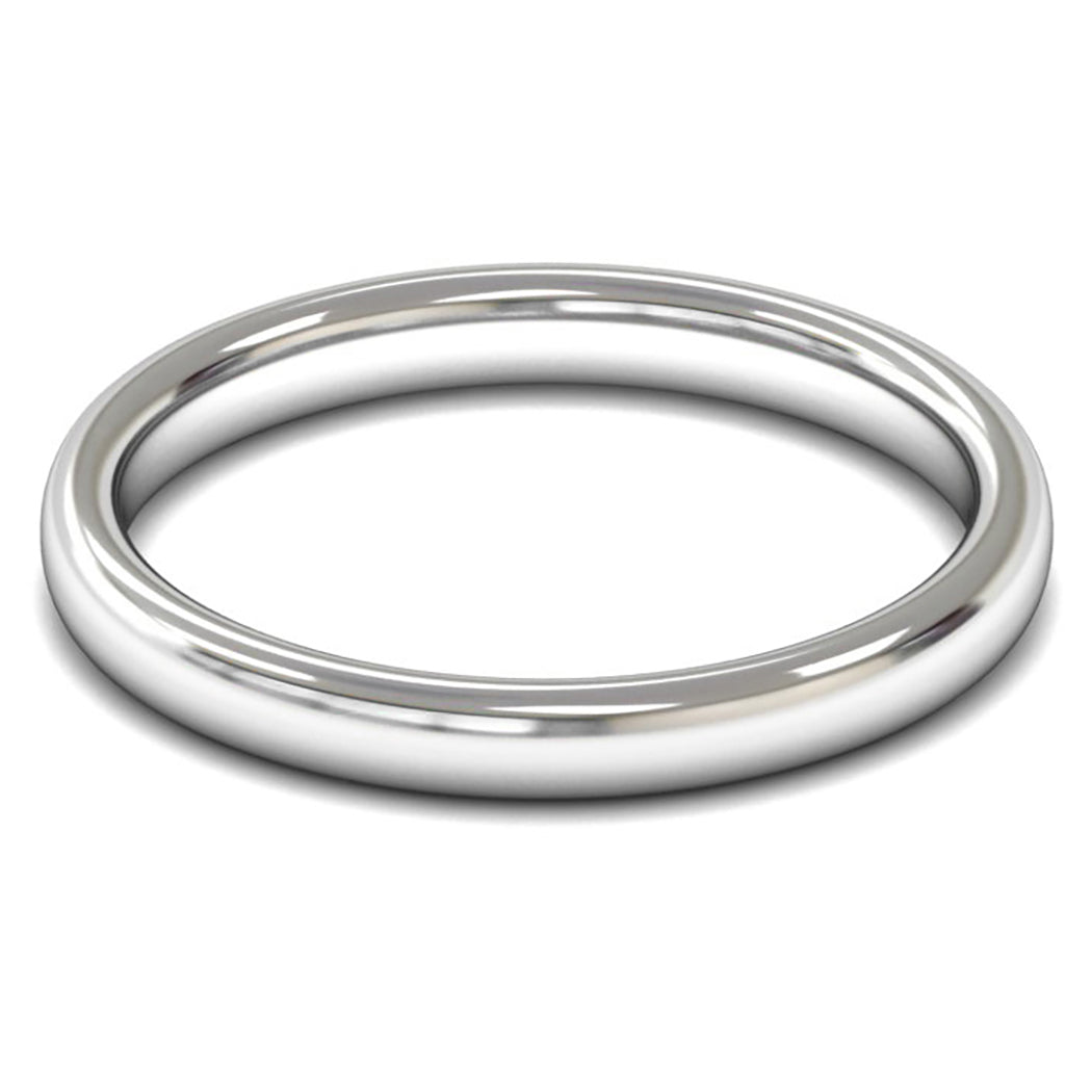 9ct White Fairtrade Gold 2.5mm Medium Weight Slight Court Wedding Ring