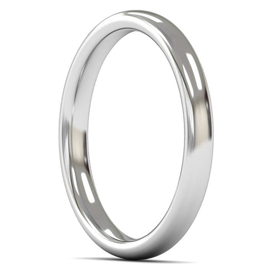 9ct White Fairtrade Gold 2.5mm Medium Weight Slight Court Wedding Ring