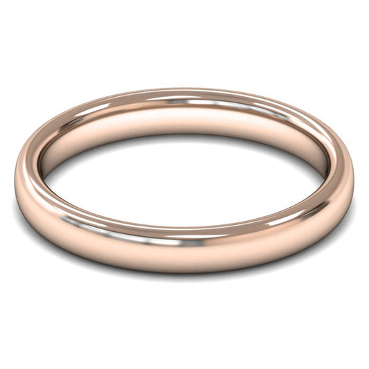 14ct Rose Gold 3mm Medium Weight Slight Court Wedding Ring