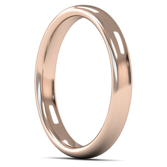 14ct Rose Fairtrade Gold 3mm Medium Weight Slight Court Wedding Ring