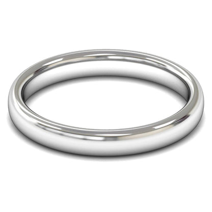 14ct White Fairtrade Gold 3mm Medium Weight Slight Court Wedding Ring