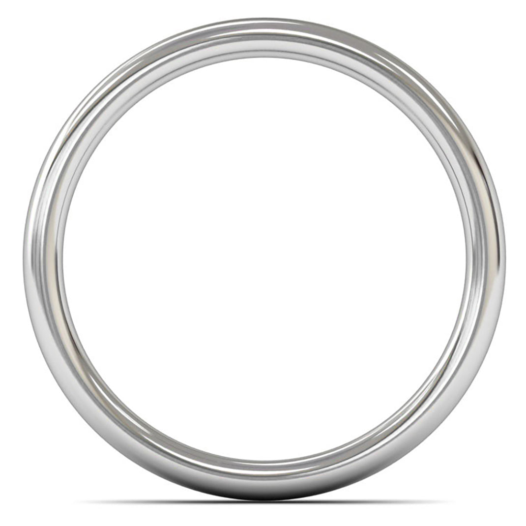14ct White Gold 3mm Medium Weight Slight Court Wedding Ring