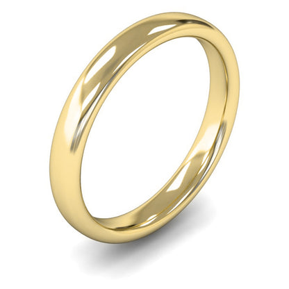 14ct Yellow Fairtrade Gold 3mm Medium Weight Slight Court Wedding Ring
