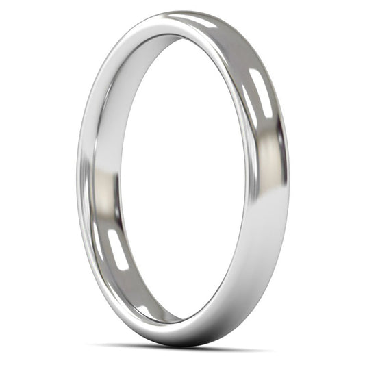 18ct White Gold 3mm Medium Weight Slight Court Wedding Ring