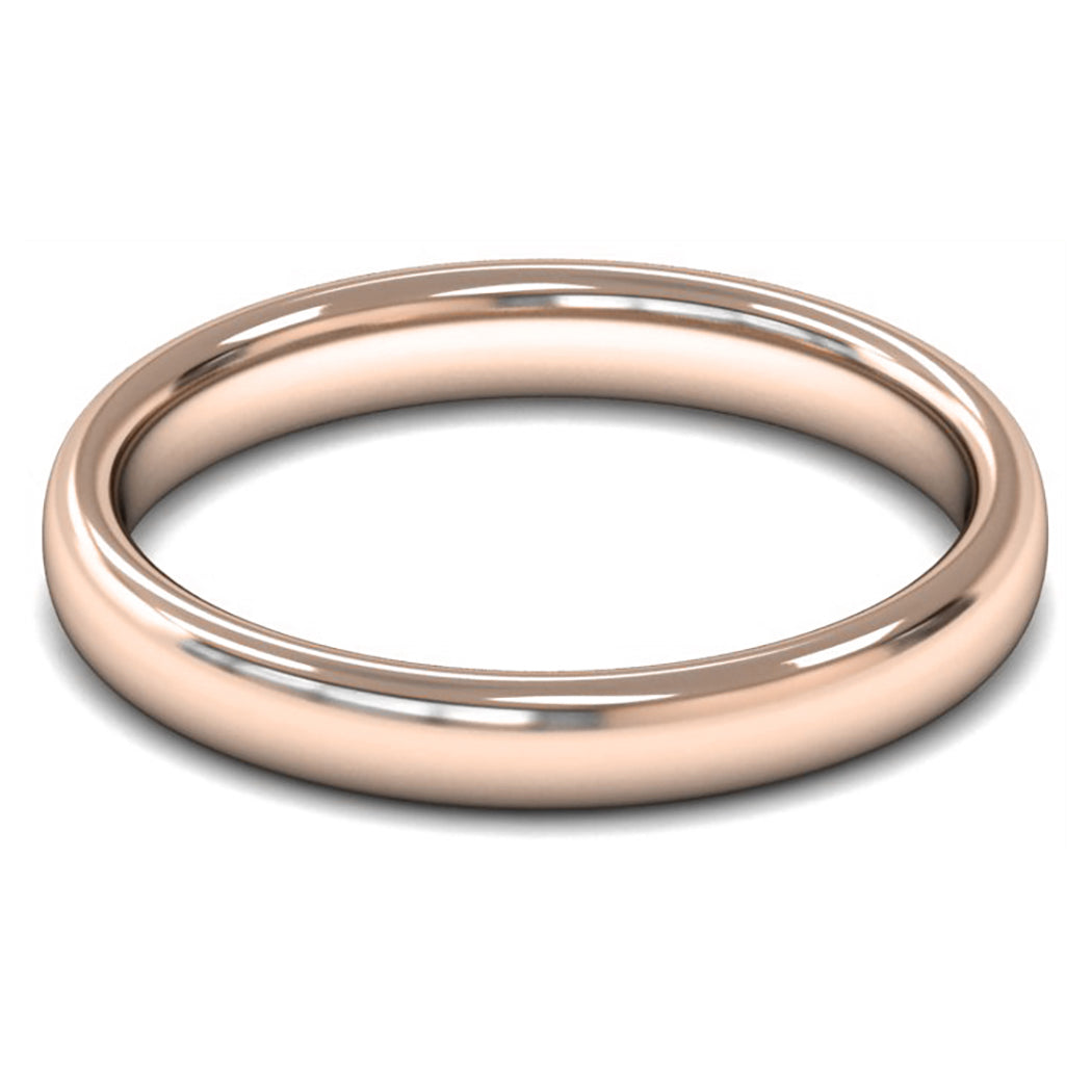 9ct Rose Fairtrade Gold 3mm Medium Weight Slight Court Wedding Ring