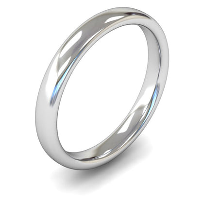 9ct White Fairtrade Gold 3mm Medium Weight Slight Court Wedding Ring