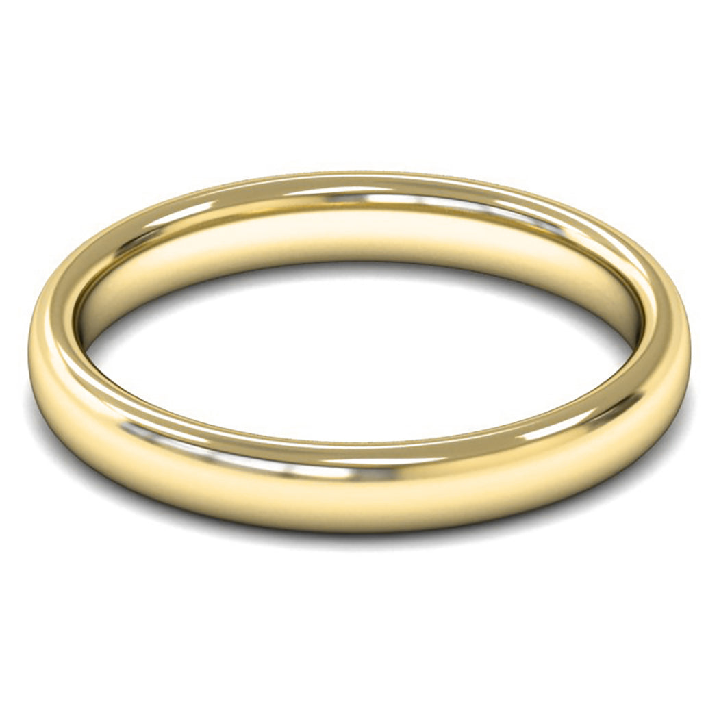 9ct Yellow Fairtrade Gold 3mm Medium Weight Slight Court Wedding Ring