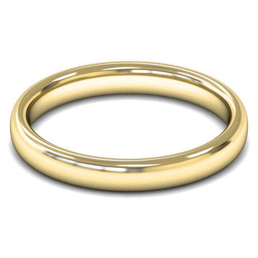 9ct Yellow Gold 3mm Medium Weight Slight Court Wedding Ring