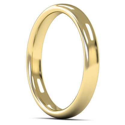 9ct Yellow Fairtrade Gold 3mm Medium Weight Slight Court Wedding Ring