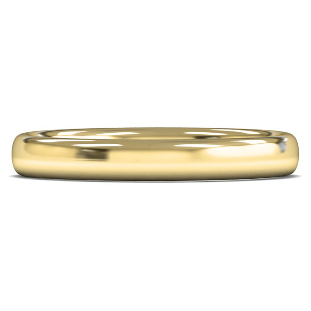 9ct Yellow Gold 3mm Medium Weight Slight Court Wedding Ring