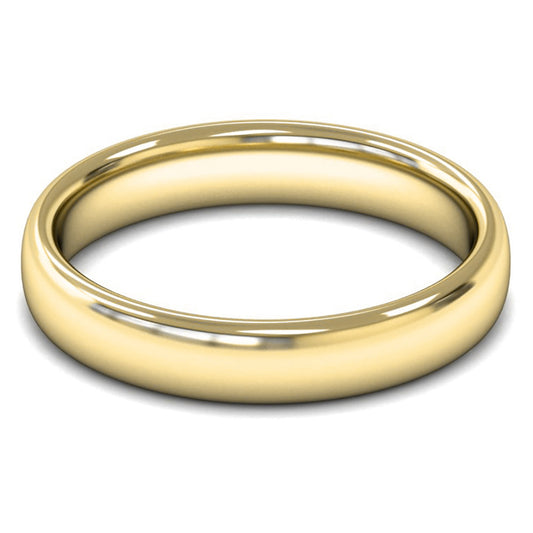 18ct Yellow Fairtrade Gold 4mm Medium Weight Slight Court Wedding Ring