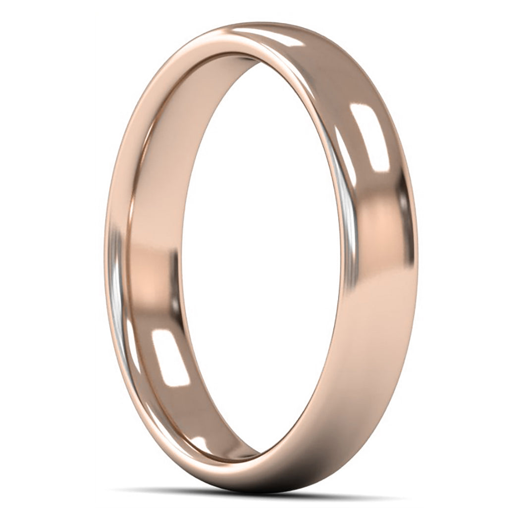 9ct Rose Gold 4mm Medium Weight Slight Court Wedding Ring