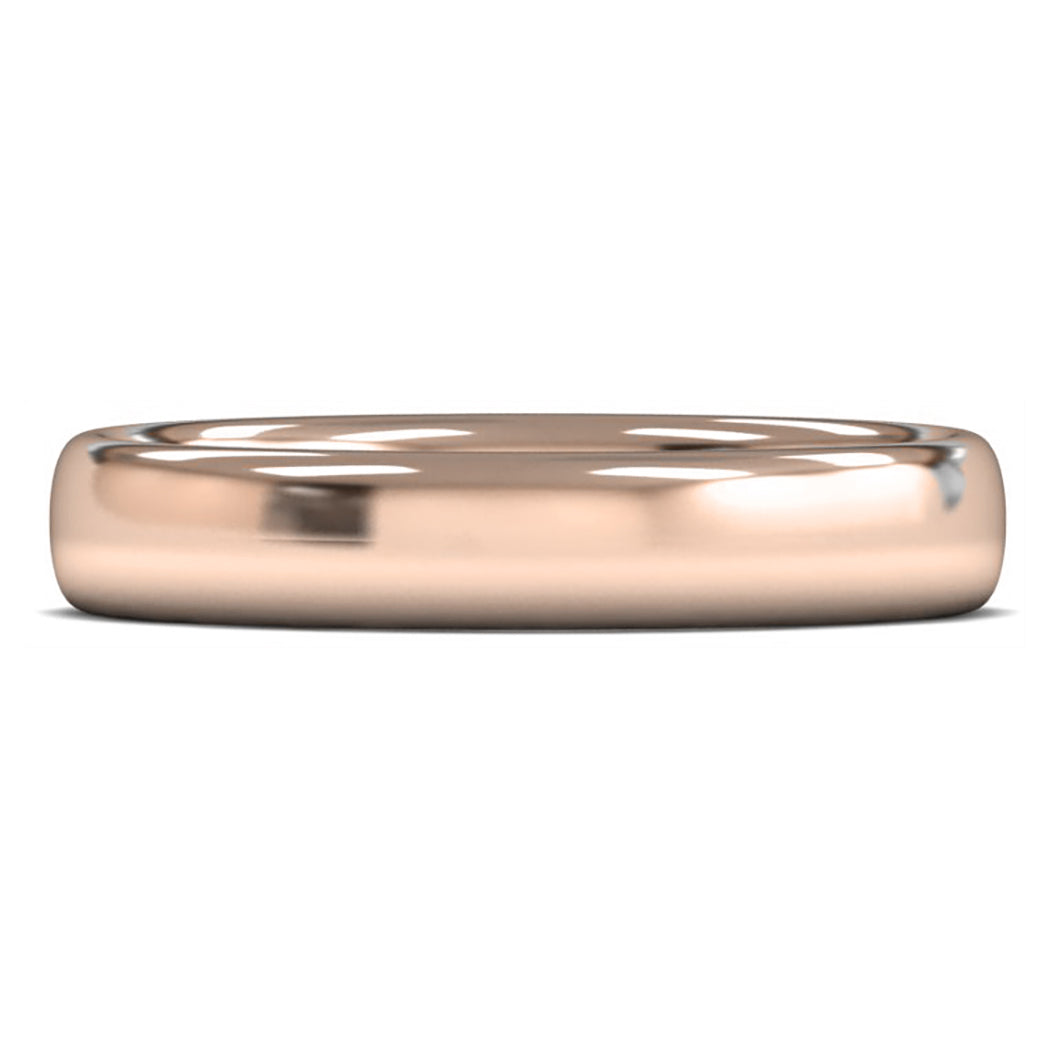 9ct Rose Fairtrade Gold 4mm Medium Weight Slight Court Wedding Ring