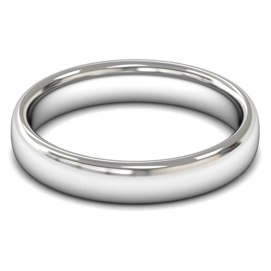 9ct White Gold 4mm Medium Weight Slight Court Wedding Ring