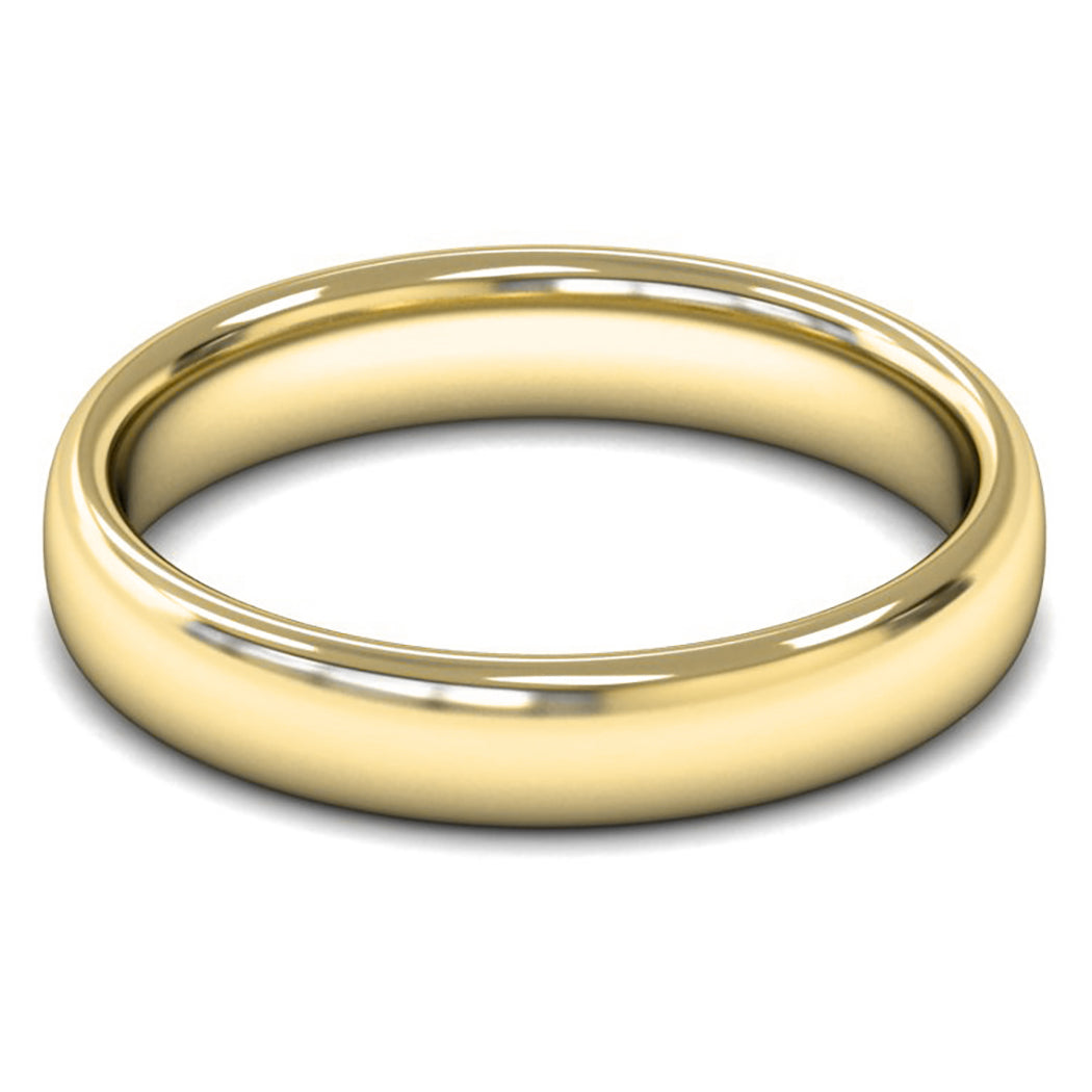 9ct Yellow Fairtrade Gold 4mm Medium Weight Slight Court Wedding Ring