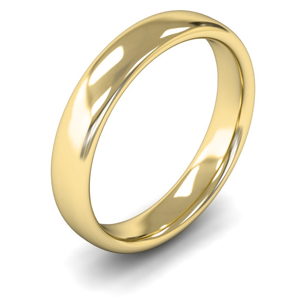 9ct Yellow Gold 4mm Medium Weight Slight Court Wedding Ring