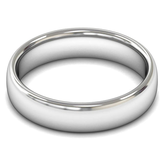 14ct White Fairtrade Gold 5mm Medium Weight Slight Court Wedding Ring