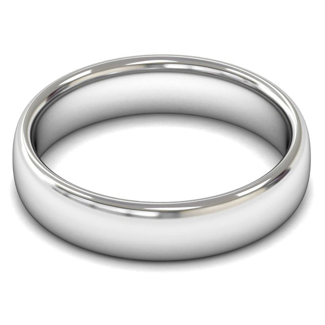 14ct White Gold 5mm Medium Weight Slight Court Wedding Ring