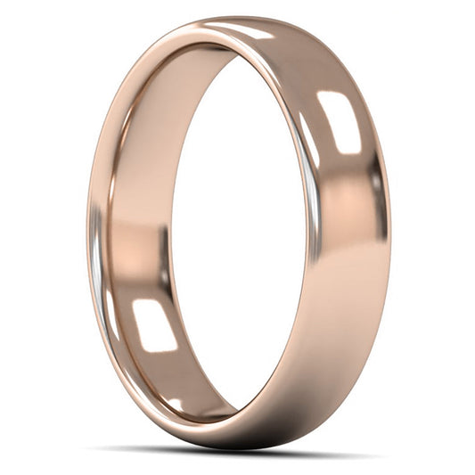 18ct Rose Fairtrade Gold 5mm Medium Weight Slight Court Wedding Ring