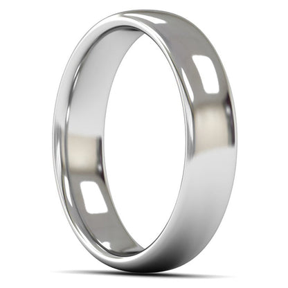 18ct White Fairtrade Gold 5mm Medium Weight Slight Court Wedding Ring