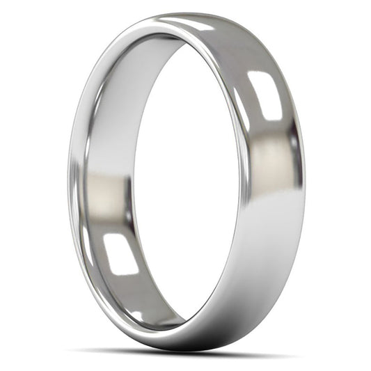 18ct White Gold 5mm Medium Weight Slight Court Wedding Ring
