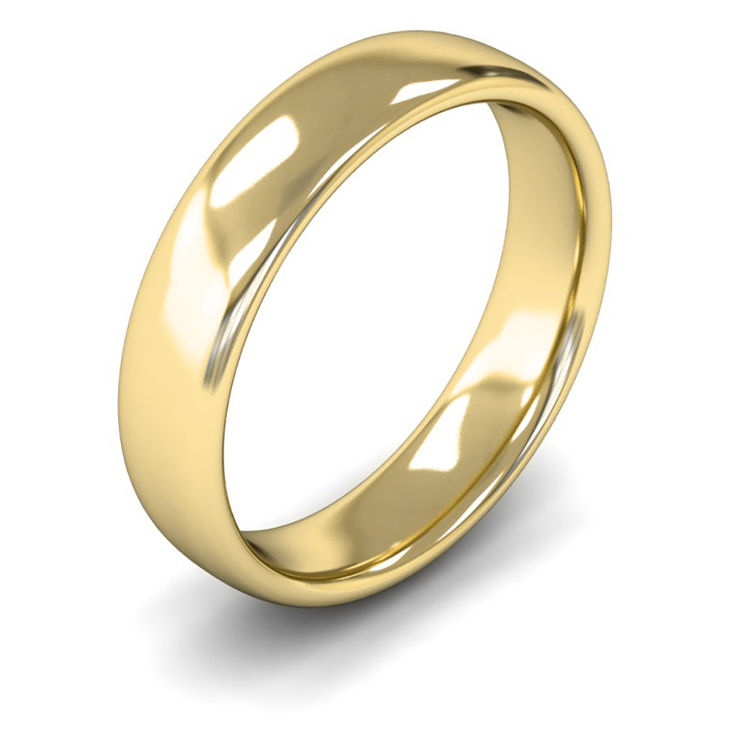 18ct Yellow Fairtrade Gold 5mm Medium Weight Slight Court Wedding Ring