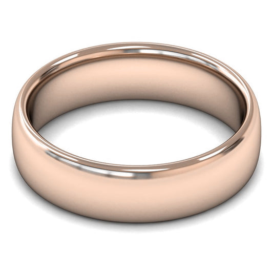 18ct Rose Fairtrade Gold 6mm Medium Weight Slight Court Wedding Ring