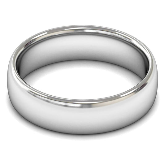 18ct White Gold 6mm Medium Weight Slight Court Wedding Ring