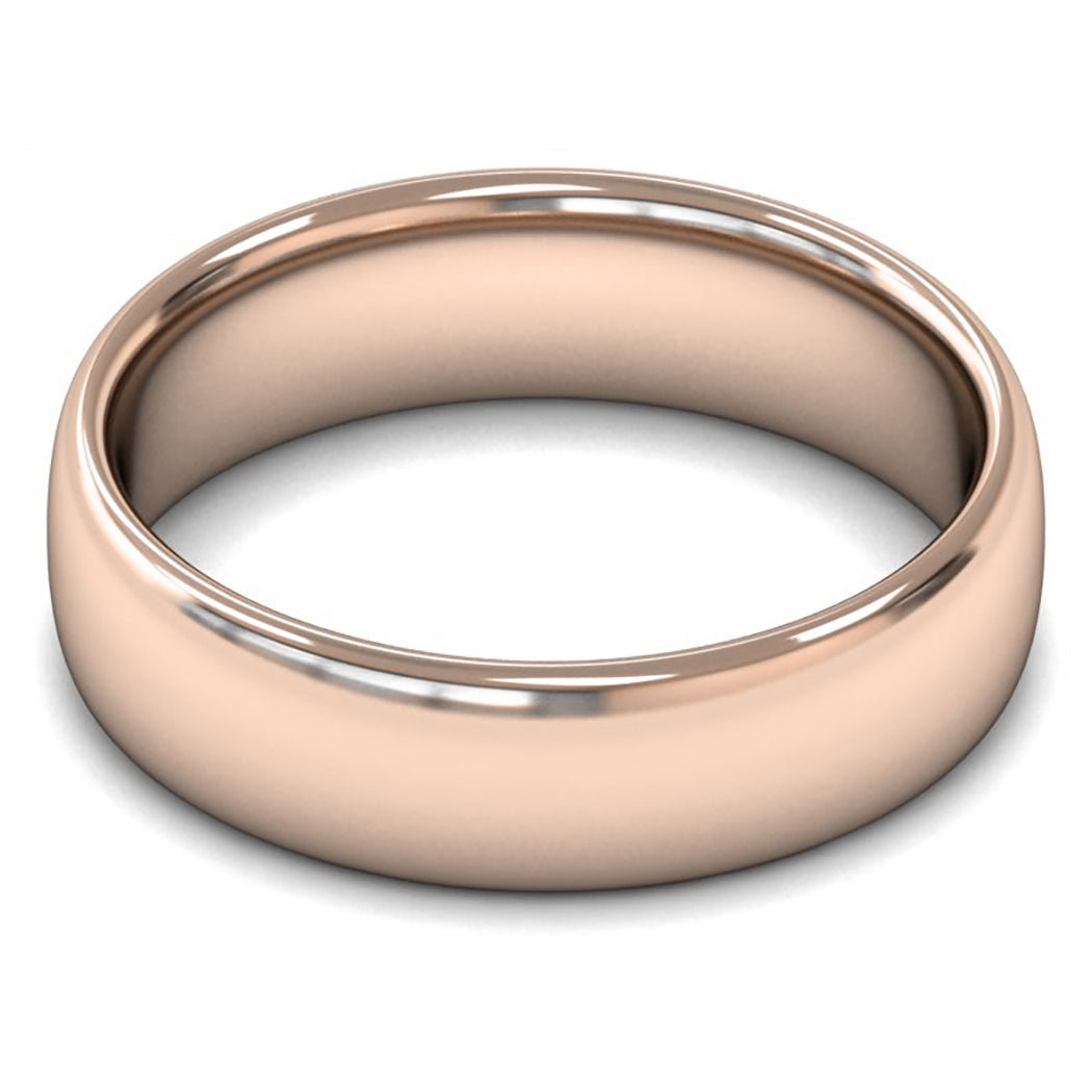 9ct Rose Gold 6mm Medium Weight Slight Court Wedding Ring