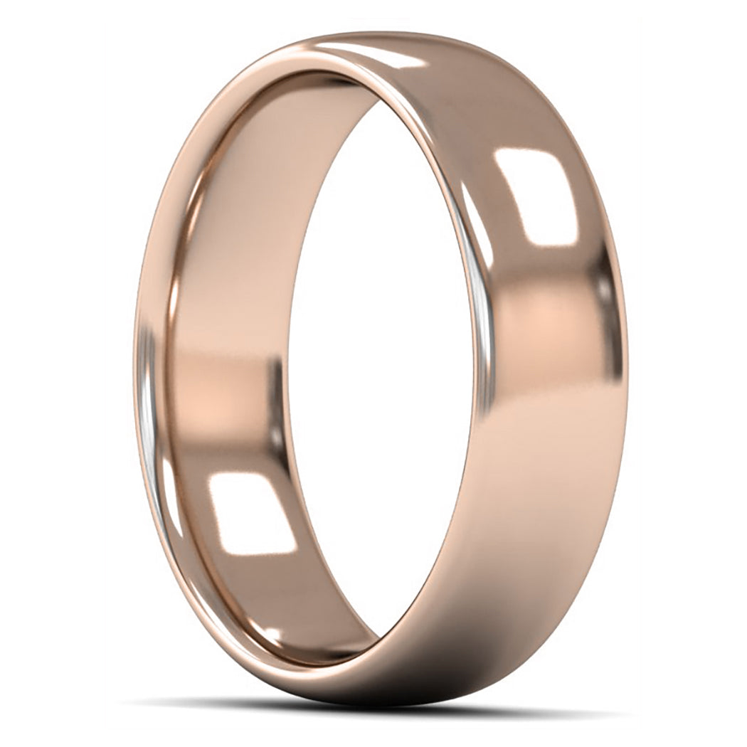 9ct Rose Gold 6mm Medium Weight Slight Court Wedding Ring