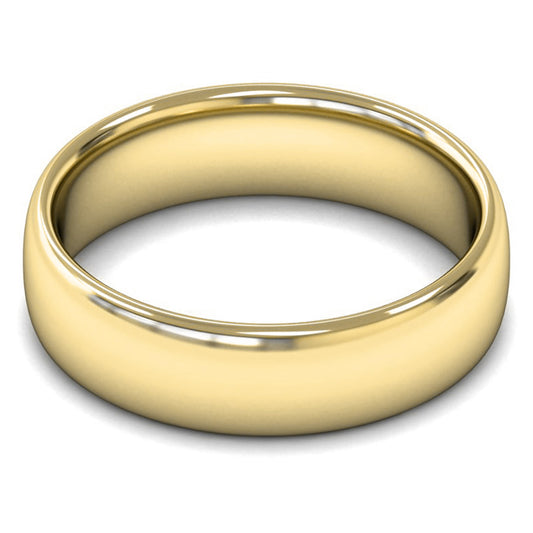 9ct Yellow Fairtrade Gold 6mm Medium Weight Slight Court Wedding Ring