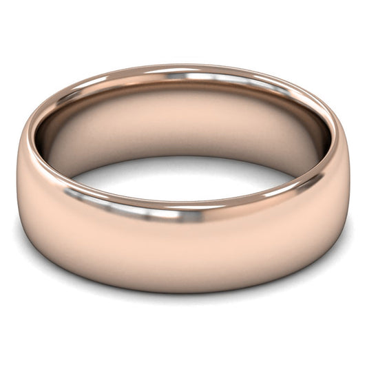 14ct Rose Fairtrade Gold 7mm Medium Weight Slight Court Wedding Ring