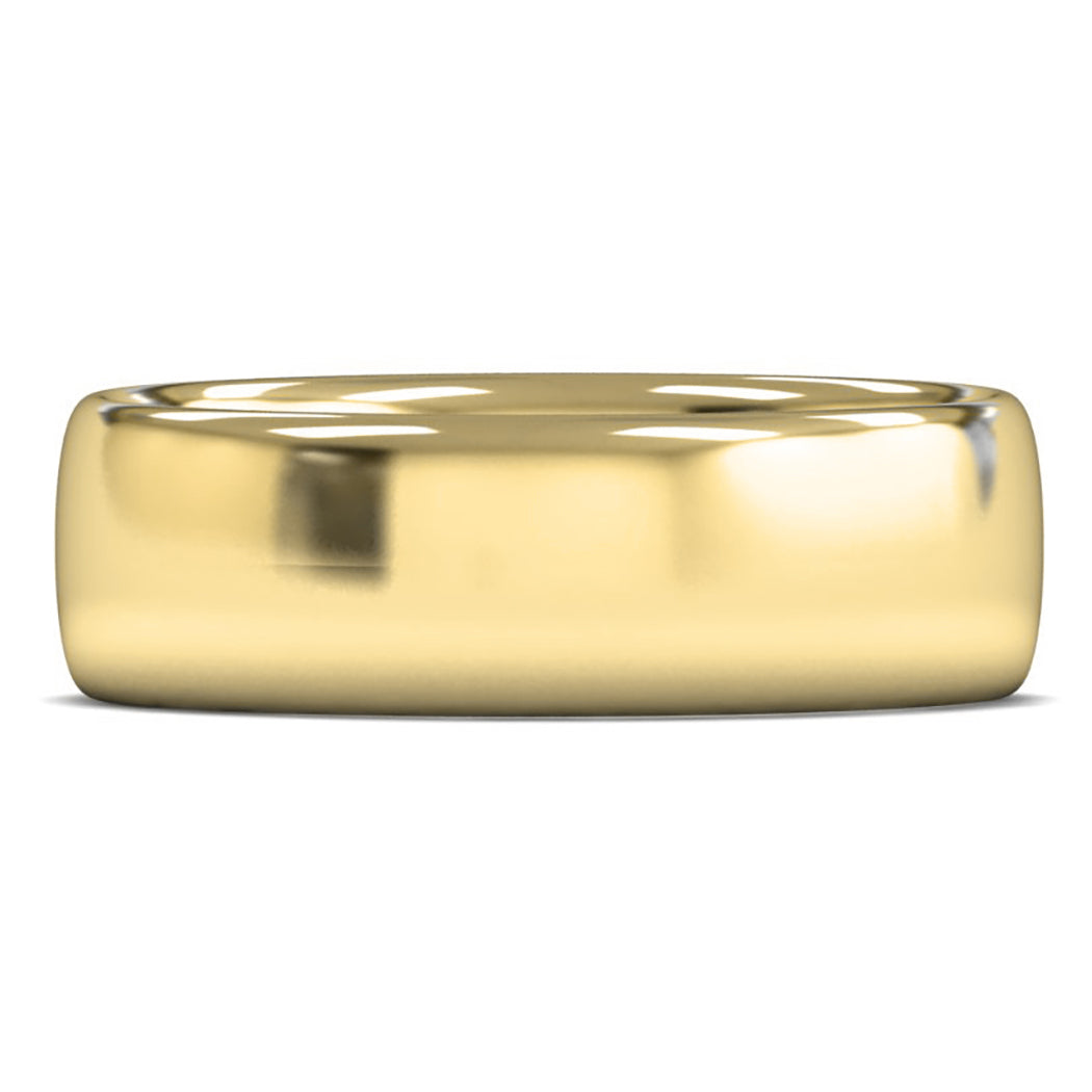 14ct Yellow Gold 7mm Medium Weight Slight Court Wedding Ring