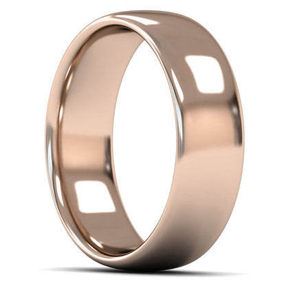 18ct Rose Gold 7mm Medium Weight Slight Court Wedding Ring
