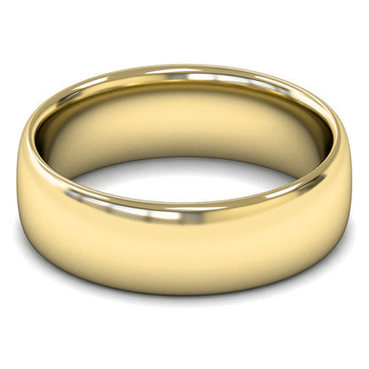 18ct Yellow Fairtrade Gold 7mm Medium Weight Slight Court Wedding Ring