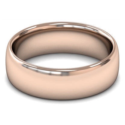 9ct Rose Gold 7mm Medium Weight Slight Court Wedding Ring
