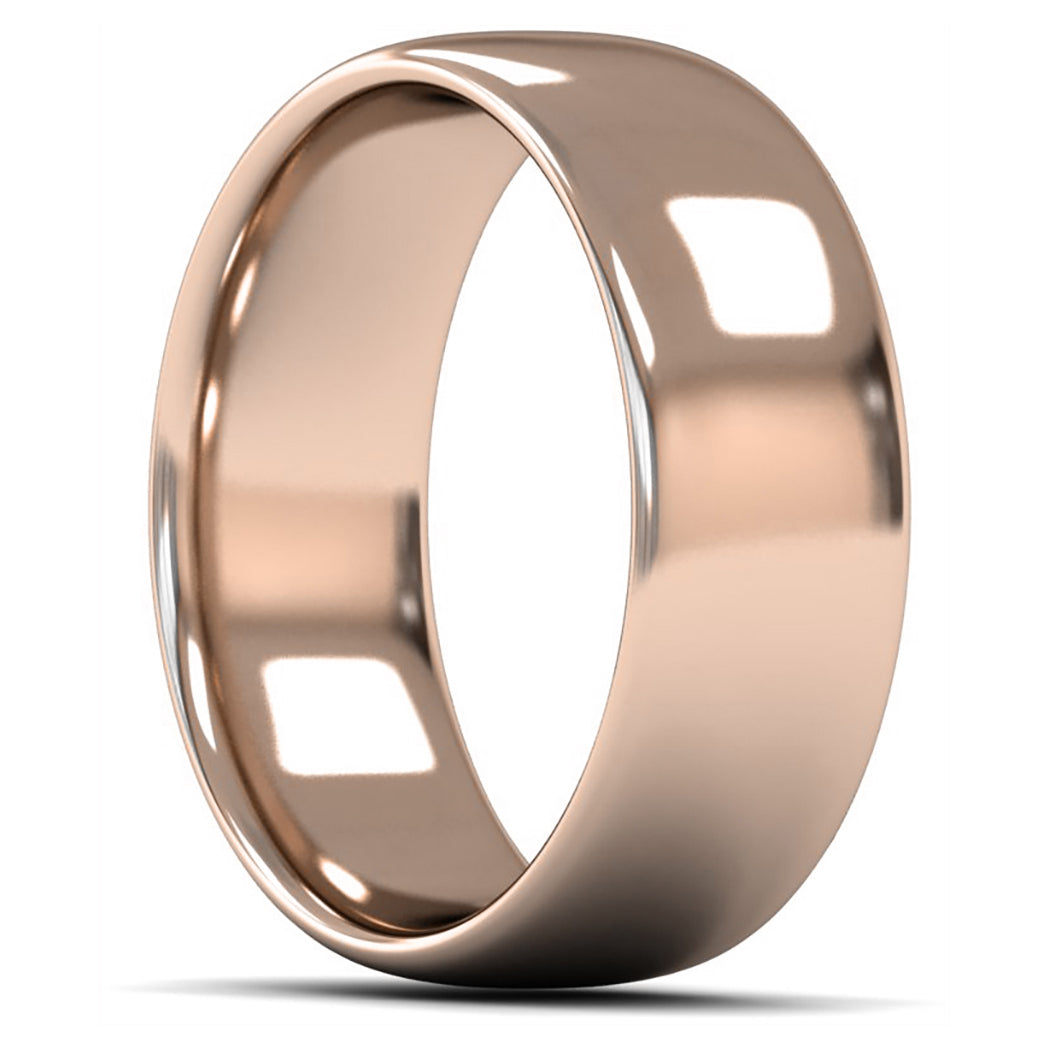 14ct Rose Fairtrade Gold 8mm Medium Weight Slight Court Wedding Ring