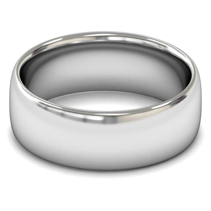 14ct White Fairtrade Gold 8mm Medium Weight Slight Court Wedding Ring
