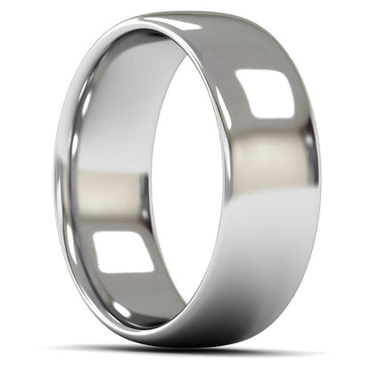 14ct White Fairtrade Gold 8mm Medium Weight Slight Court Wedding Ring
