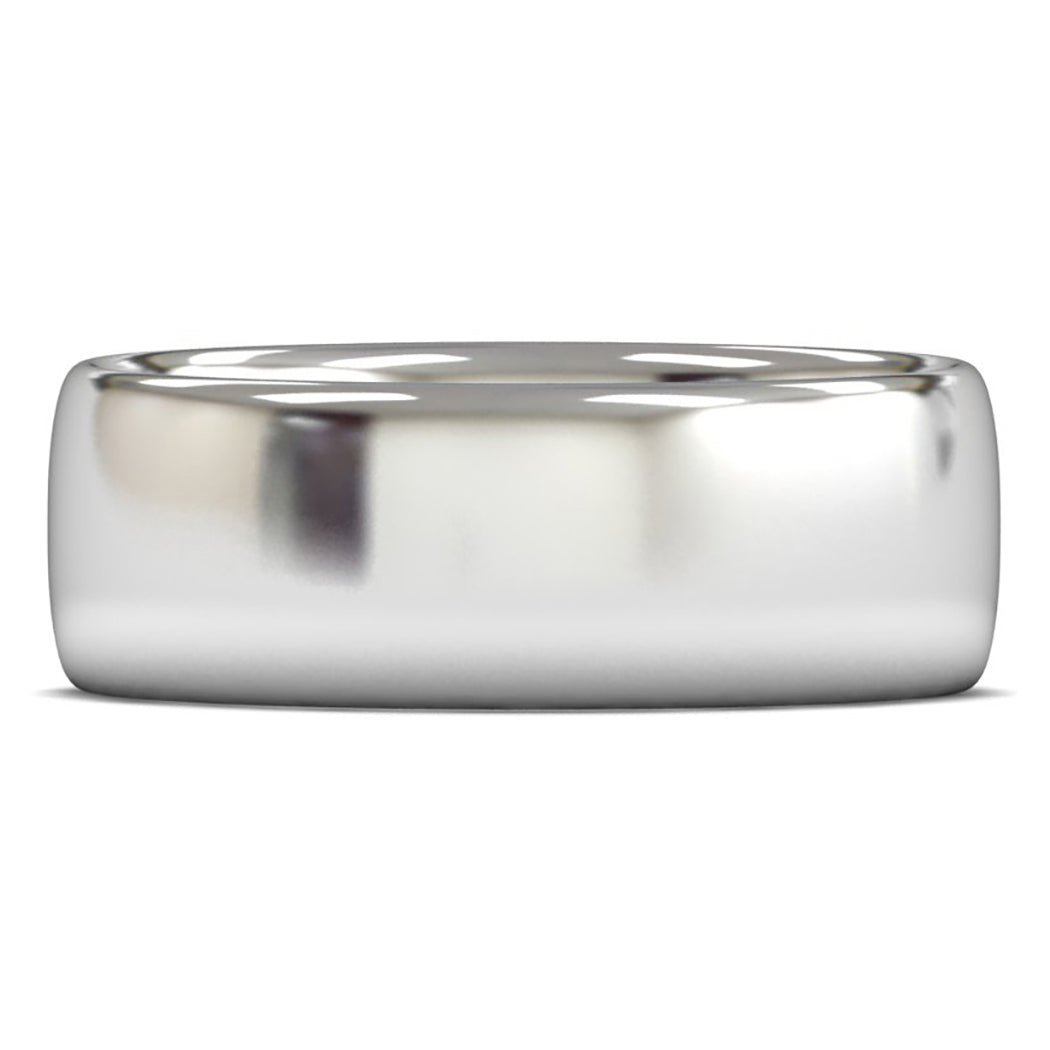 18ct White Fairtrade Gold 8mm Medium Weight Slight Court Wedding Ring