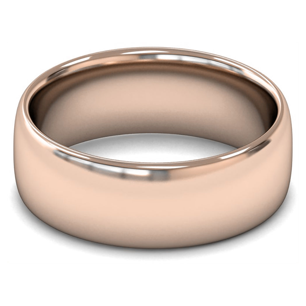 9ct Rose Fairtrade Gold 8mm Medium Weight Slight Court Wedding Ring
