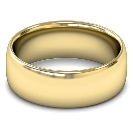 9ct Yellow Fairtrade Gold 8mm Medium Weight Slight Court Wedding Ring