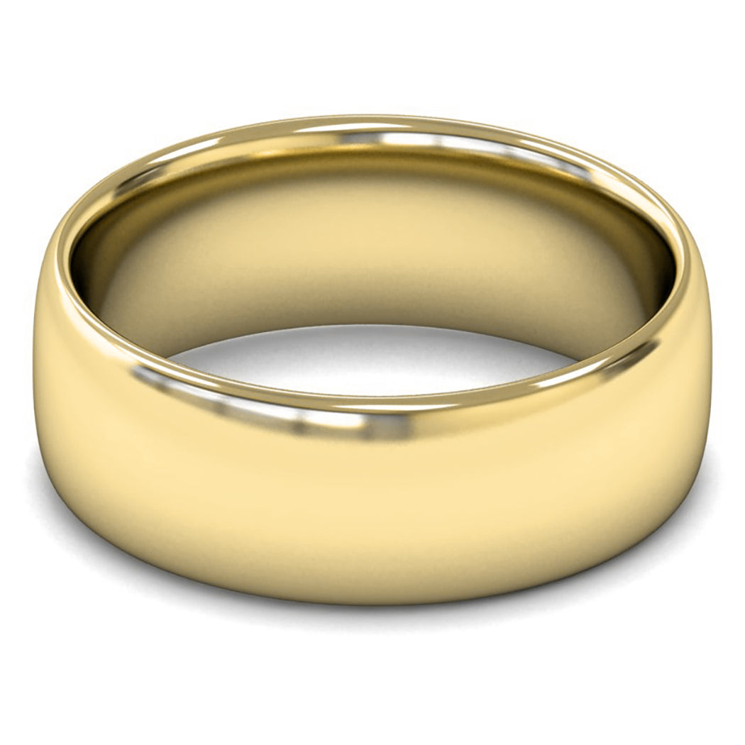9ct Yellow Gold 8mm Medium Weight Slight Court Wedding Ring