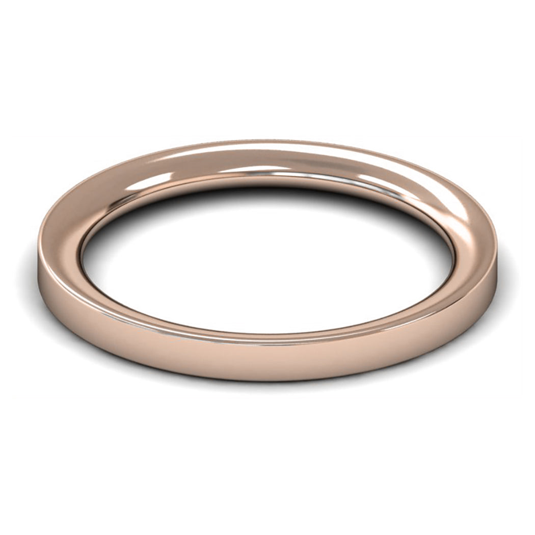 14ct Rose Gold 2mm Heavy Weight Flat Court Wedding Ring