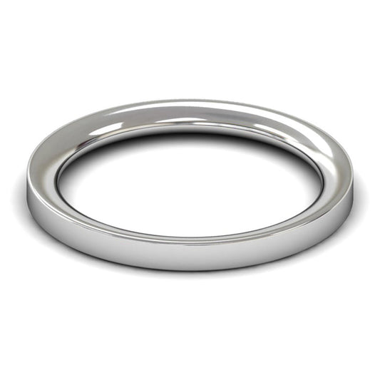 14ct White Gold 2mm Heavy Weight Flat Court Wedding Ring