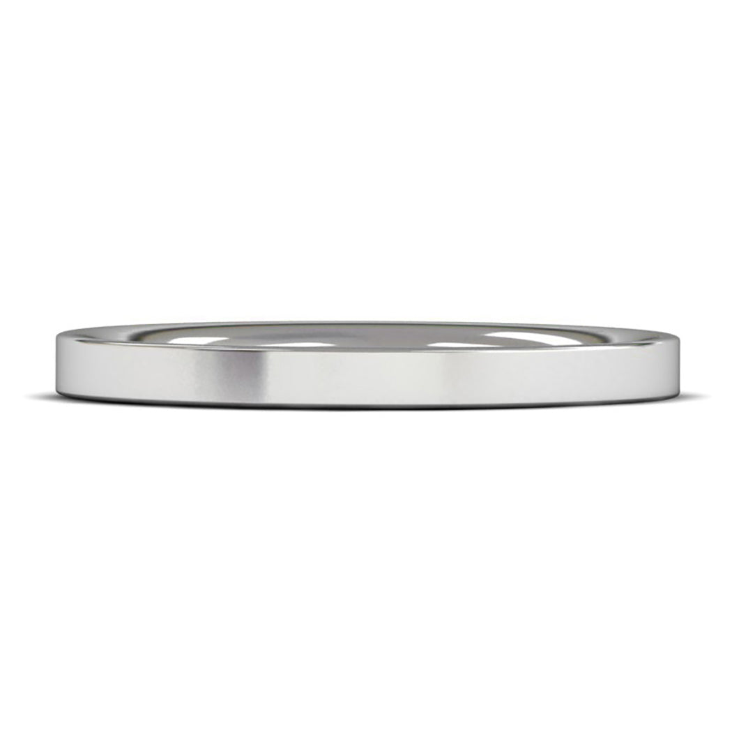 14ct White Fairtrade Gold 2mm Heavy Weight Flat Court Wedding Ring