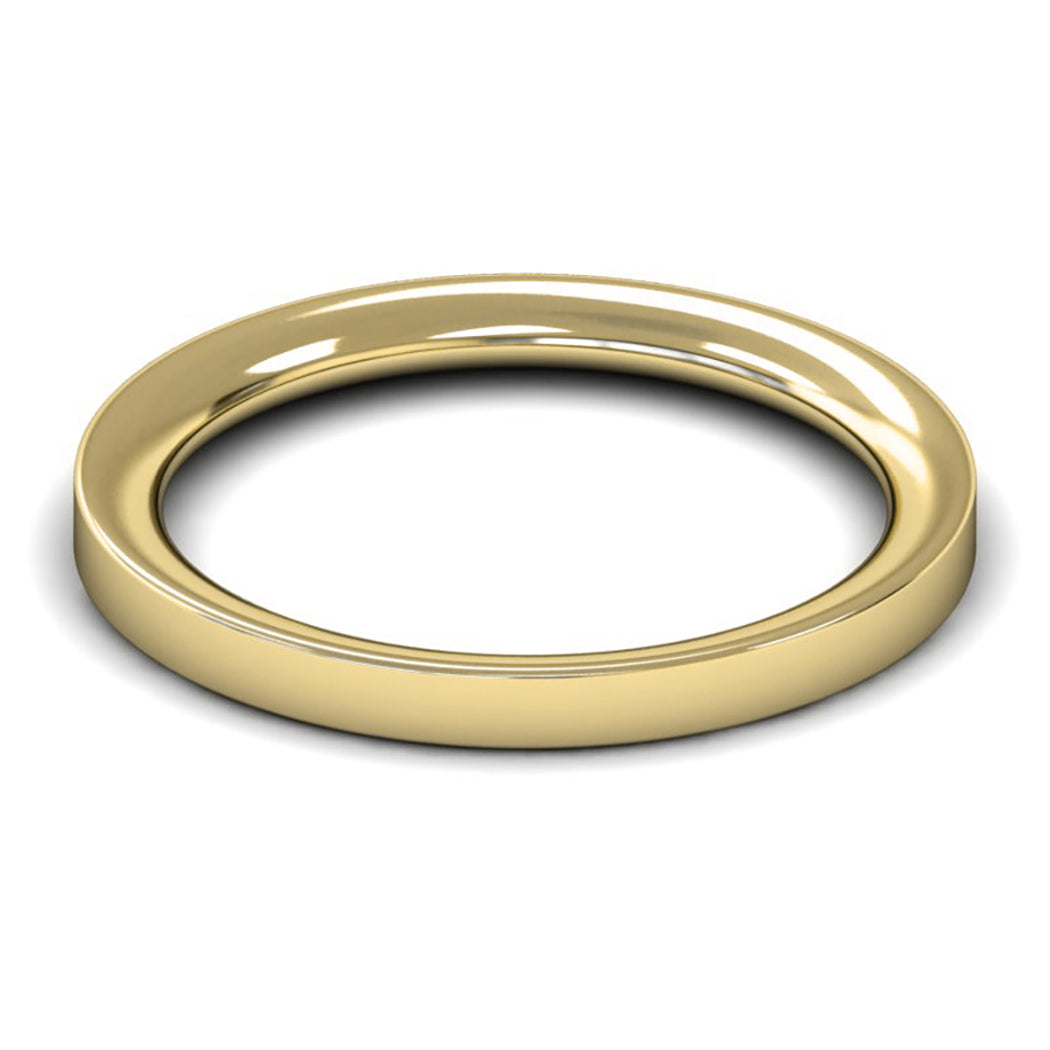 14ct Yellow Fairtrade Gold 2mm Heavy Weight Flat Court Wedding Ring